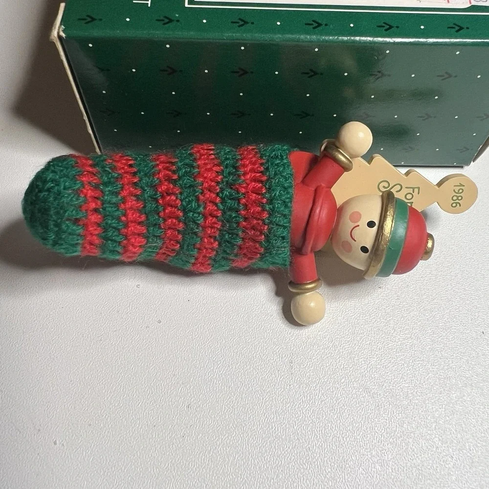1986 Son Hallmark Keepsake Ornament Handcrafted Wooden‎ Toy In Stocking